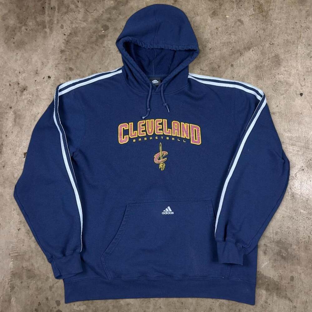 Cleveland Cavaliers Adidas Hoodie Sweatshirt NBA Basketball Blue Mens Size XL